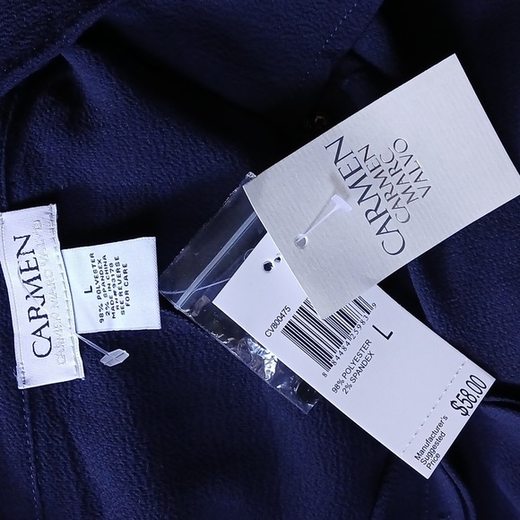 NWT Carmen Marc Valvo Blouse W Lace Up Sleeves - Picture 4 of 6